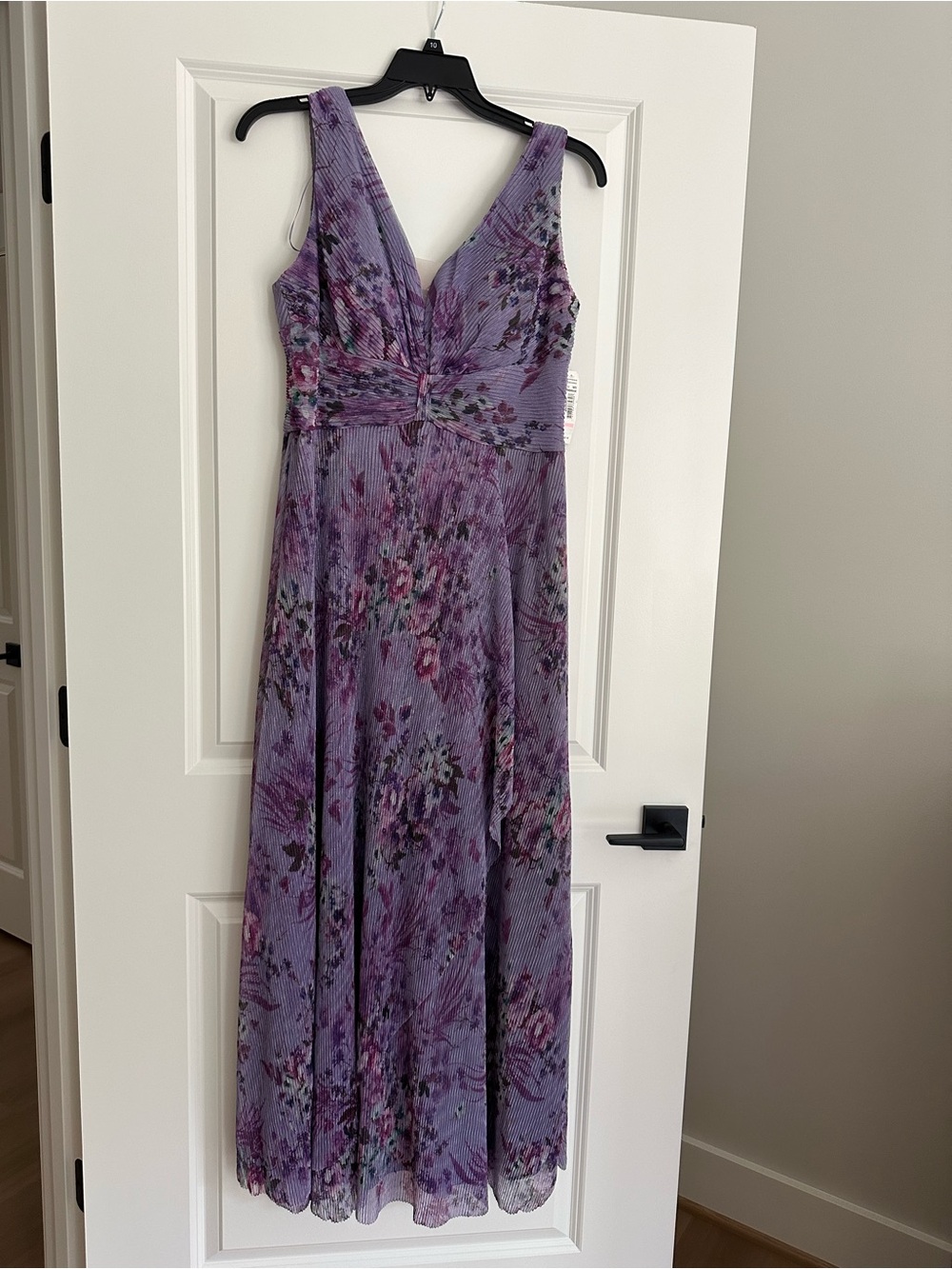 R & M Richards Lavender Floral V-Neck Maxi Dress